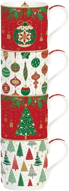 Set 4 tazze impilabili Jingle Bells
