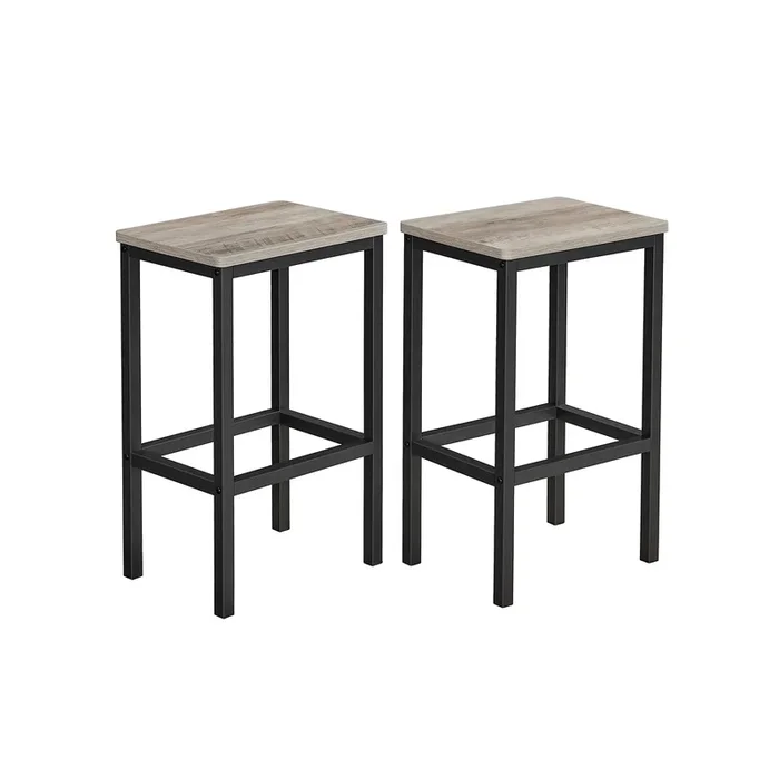 Set di 2 Sgabelli da Bar con Struttura in Metallo Greige