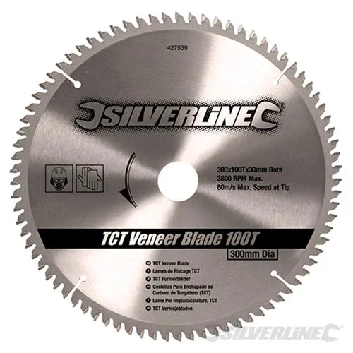Silverline Lama per impiallacciature TCT 100 denti 300 x 30mm 100T