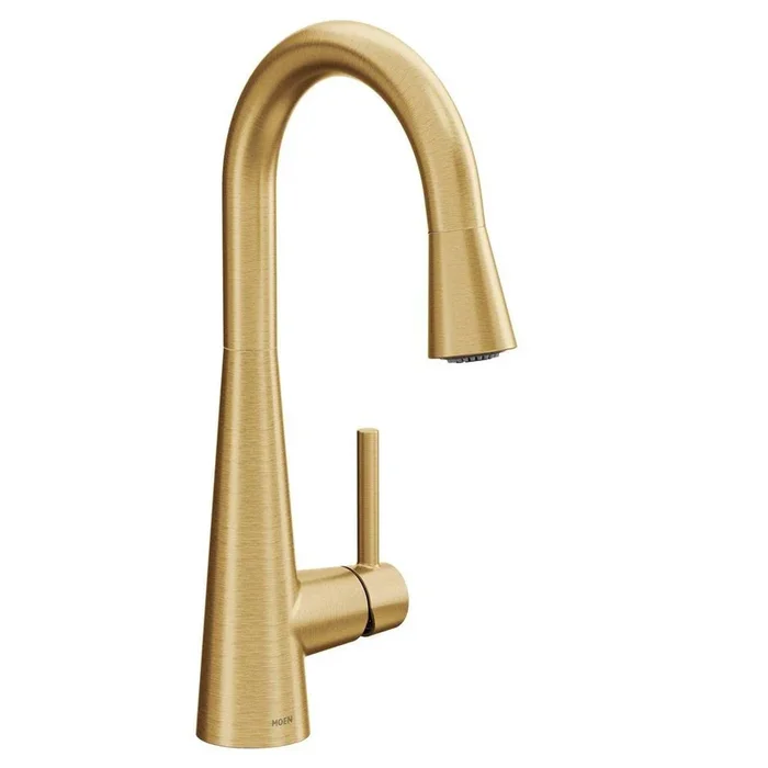 Single Handle Pull Down Bar Faucet in Brushed Gold