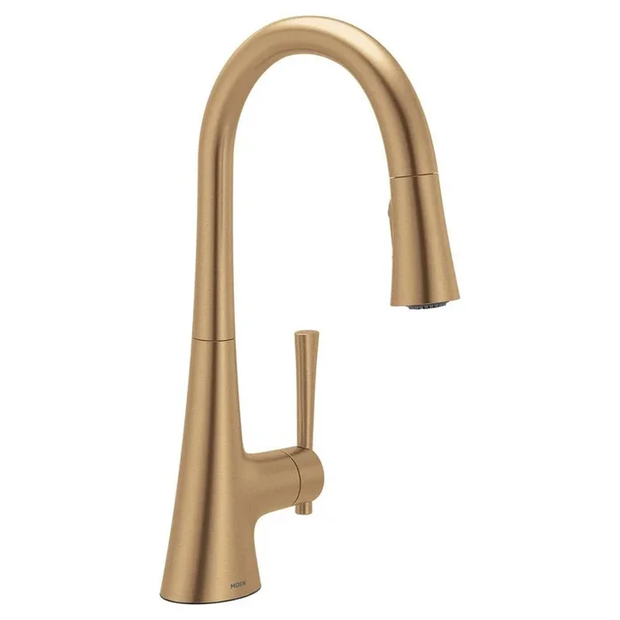 Single Handle Pull Down Kitchen Faucet in Bronzed Gold