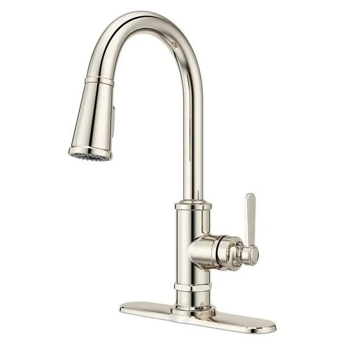 Single Handle Pull Down Kitchen Faucet in Polished Nickel