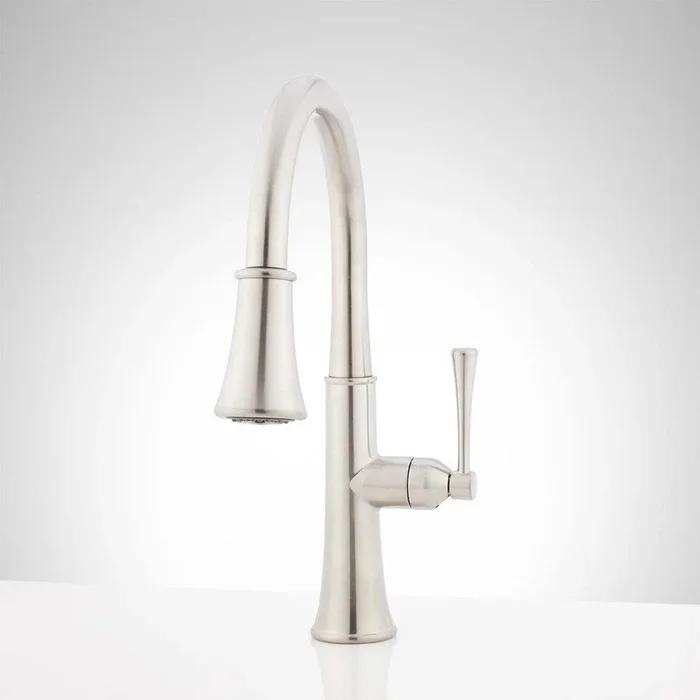 Single Handle Pull Down Kitchen Faucet in Stainless Steel