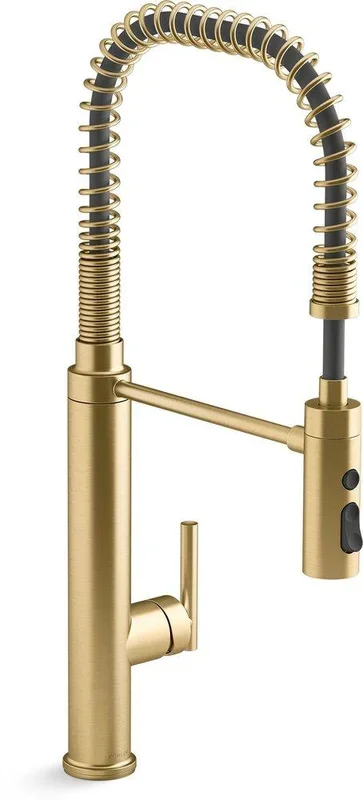 Single Handle Pull Down Kitchen Faucet in Vibrant® Brushed Moderne Brass