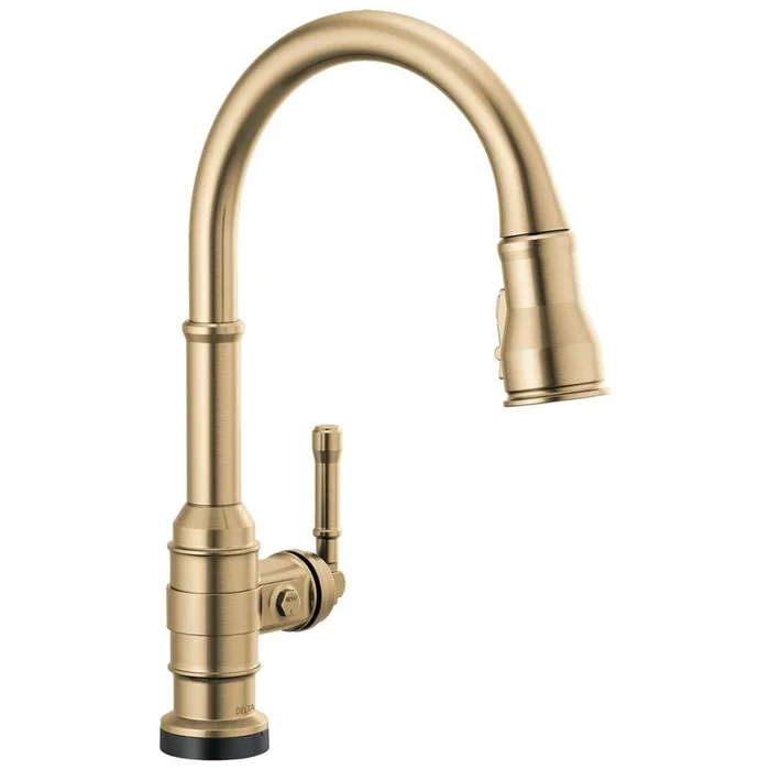 Single Handle Pull Down Kitchen Faucet with Touch Activation in Champagne Bronze