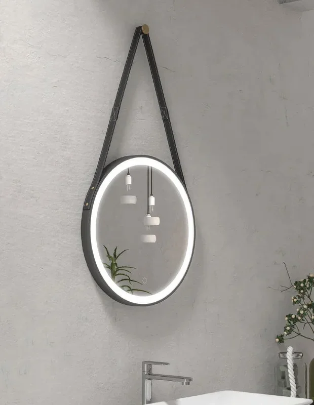 Specchio Da Bagno Con Cinghia E Cornice Led 50cm