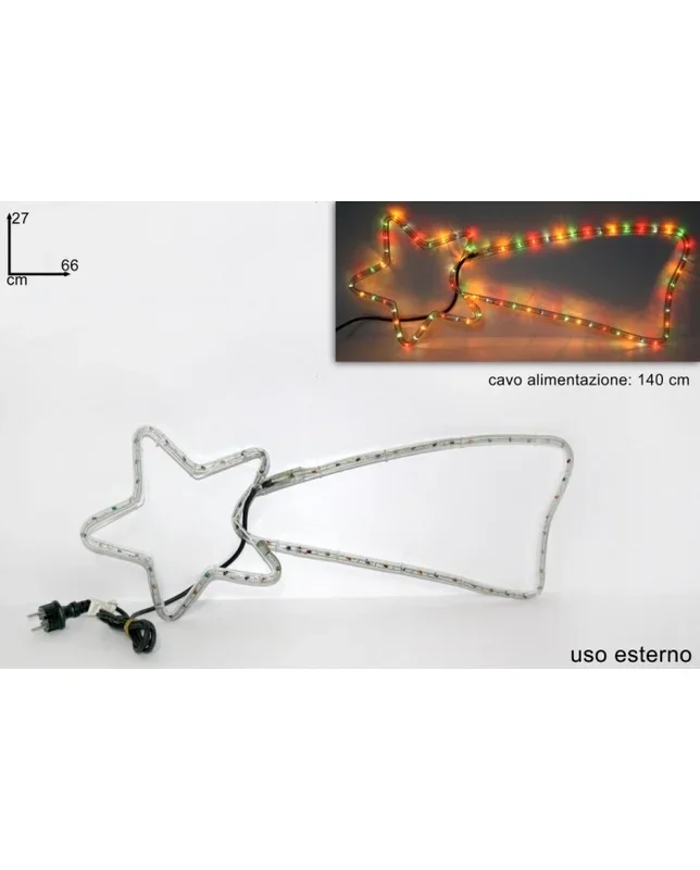 Stella cometa luce multicolor 27×66 cm per uso esterno