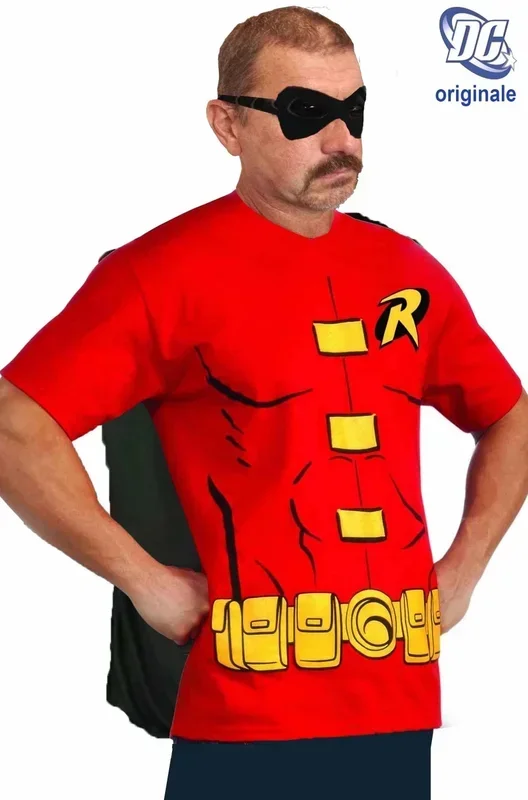 T-shirt DC Comics Robin con mantello e maschera