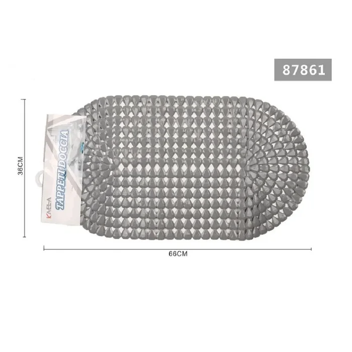 TAPPETO ANTISCIVOLO OVALE DIAMANTE GRIGIO PER VASCA BAGNO DOCCIA 36 X 66CM 87861
