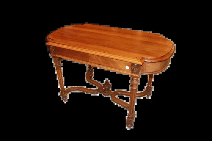 Tavolo da salotto con cassetto stile Luigi XVI in noce del 1800