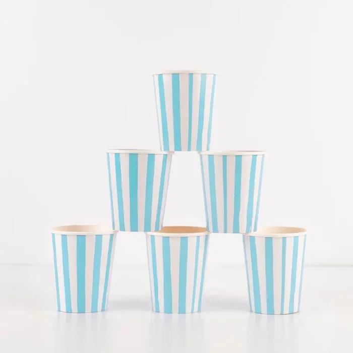 Tazze a strisce blu (x 8)