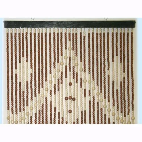 Tenda Per Porta Etniche Asia 80 Fili In Legno Con Decoro 120x240cm