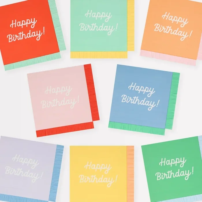 Tovaglioli grandi misti Happy Birthday (x 16)