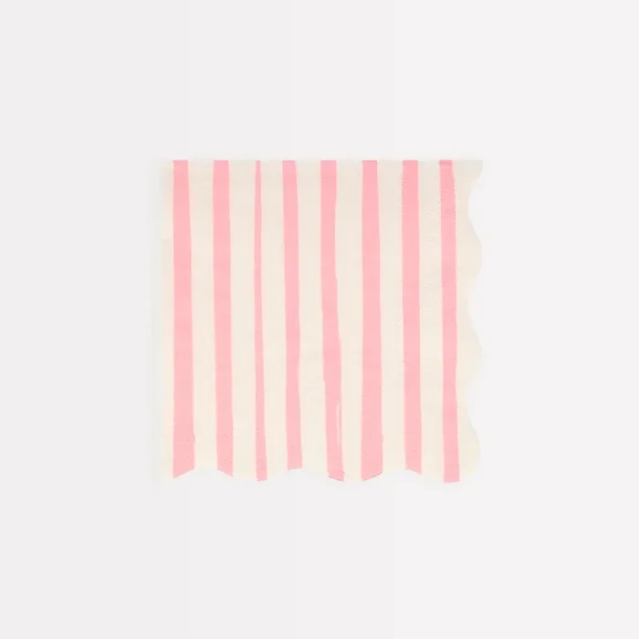 Tovaglioli piccoli a righe rosa (x 16)