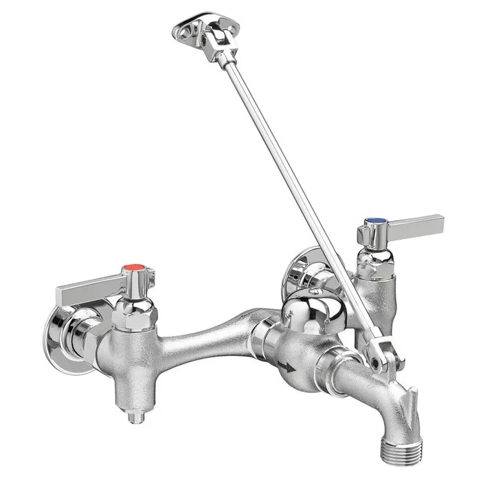 Two Lever Handle Wall Mount Service Faucet in Rough Chrome
