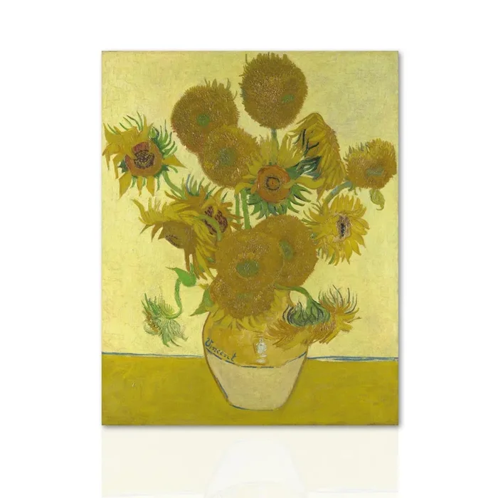 Vaso con quindici girasoli