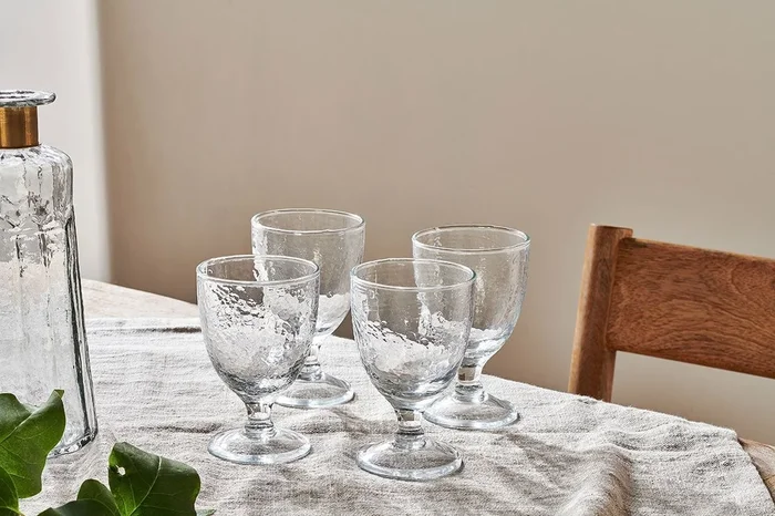 Yala Hammered Wine Glass – Clear Glass (Set of 4)